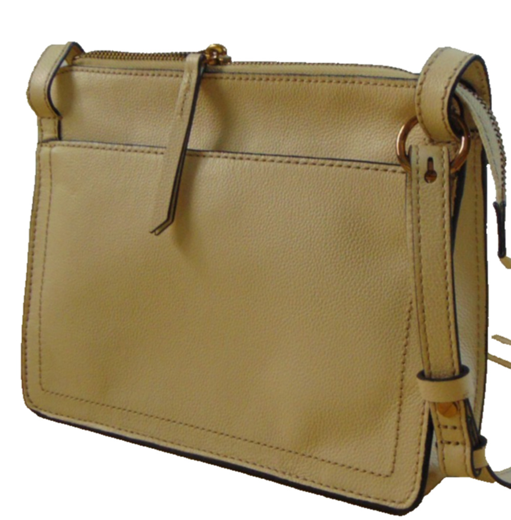 Fossil Womens Crossbody Bag Cream Bone Leather Gold Hardware Zip Top Adjustable